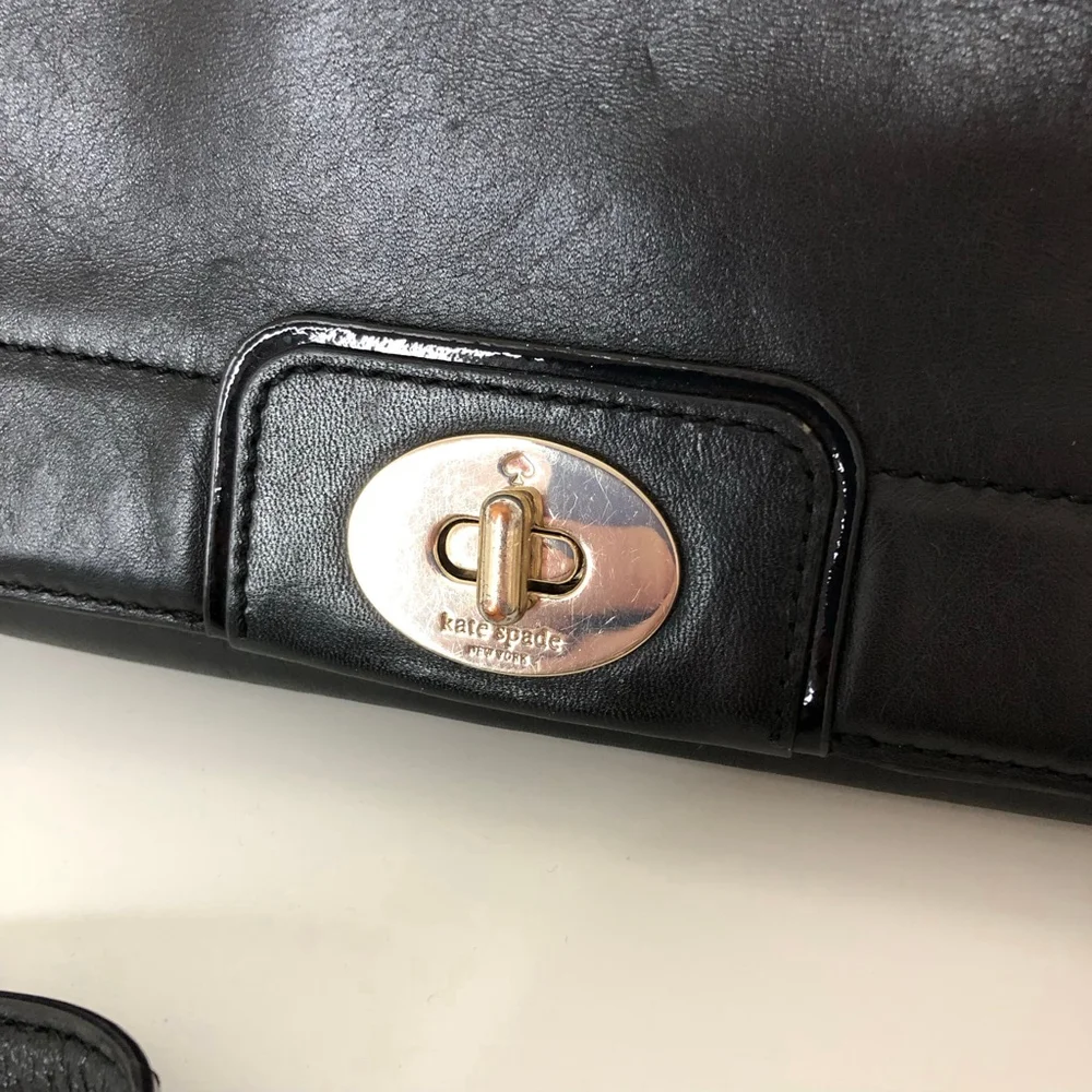 Kate Spade New York Black Leather Crossbody Bag Clutch